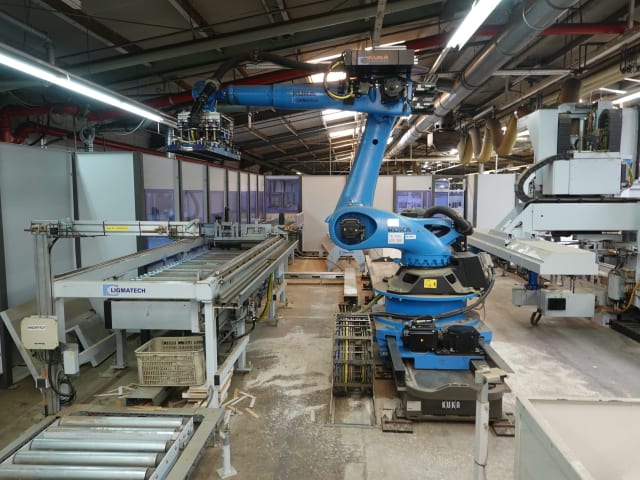 homag + kuka - bmg 512 + kr 120 - centro de mecanizado con automatización per lavorazione legno